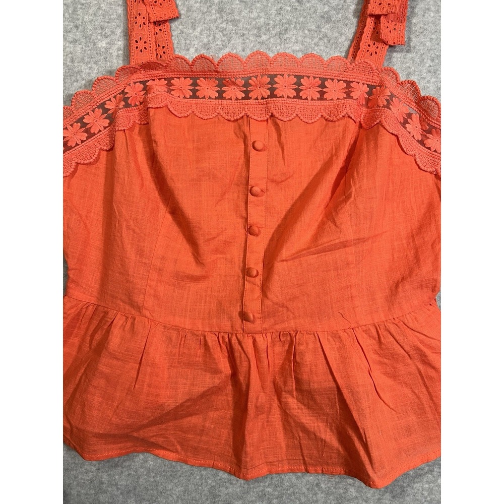 NWT Milk & Honey Coral Orange Lace Trim Peplum Tank Top Women's XL Boutique - Picture 6 of 11